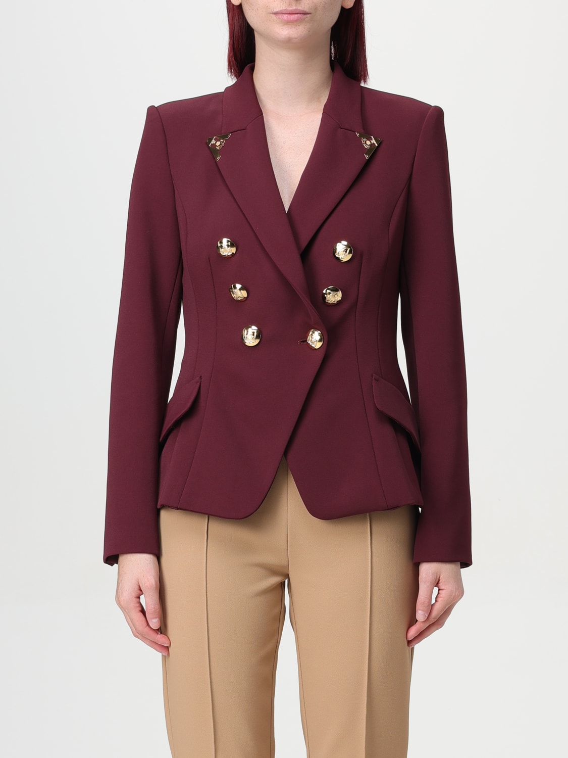 ELISABETTA FRANCHI 西服外套: 西服外套 女士 Elisabetta Franchi, 酒红 - Img 1