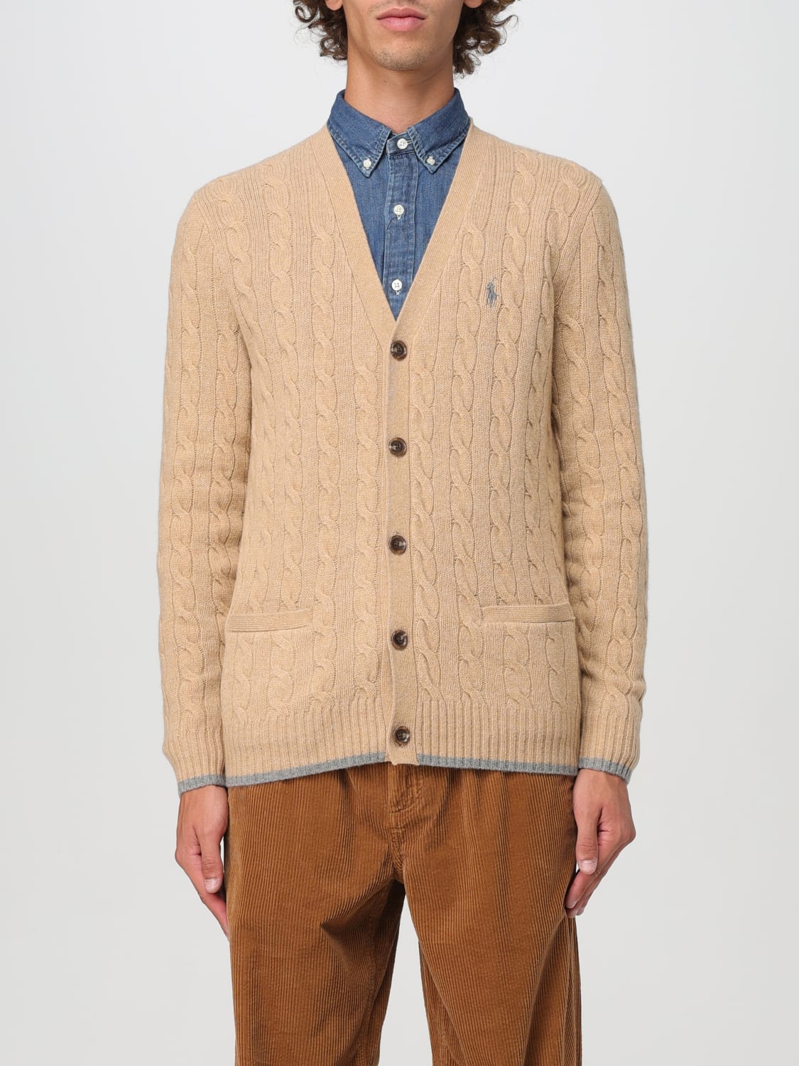 POLO RALPH LAUREN CARDIGAN: Sweater men Polo Ralph Lauren, Camel - Img 1