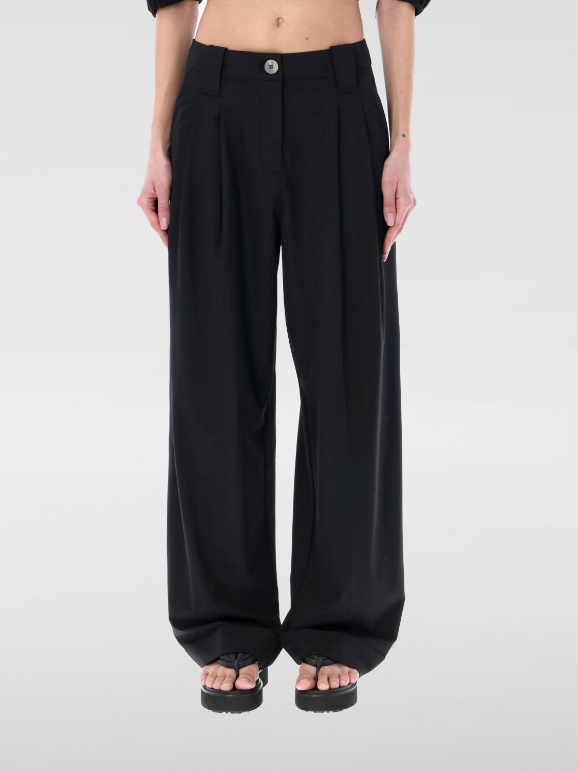 GANNI PANTS: Pants woman Ganni, Black - Img 1