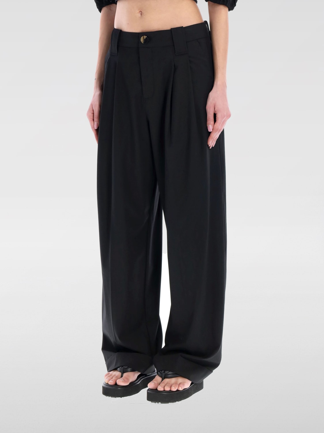 GANNI PANTS: Pants woman Ganni, Black - Img 3