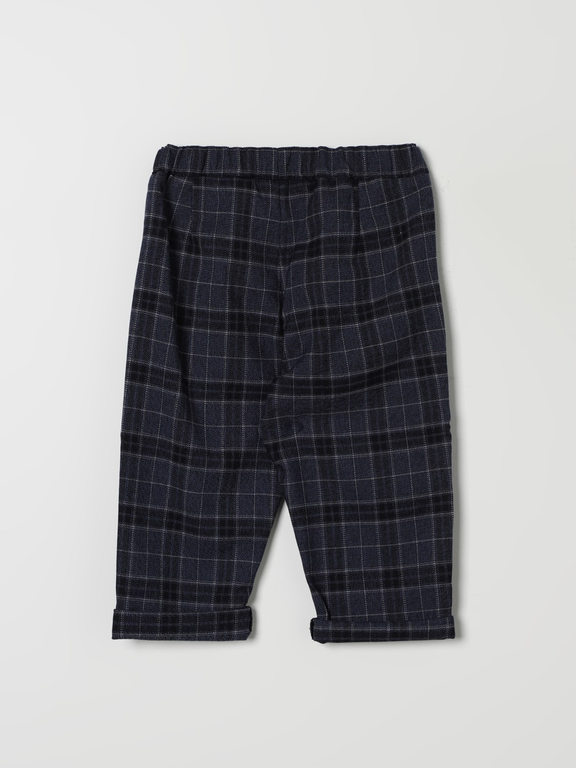 IL GUFO PANTS: Il Gufo tartan viscose blend shorts, Indigo - Img 2