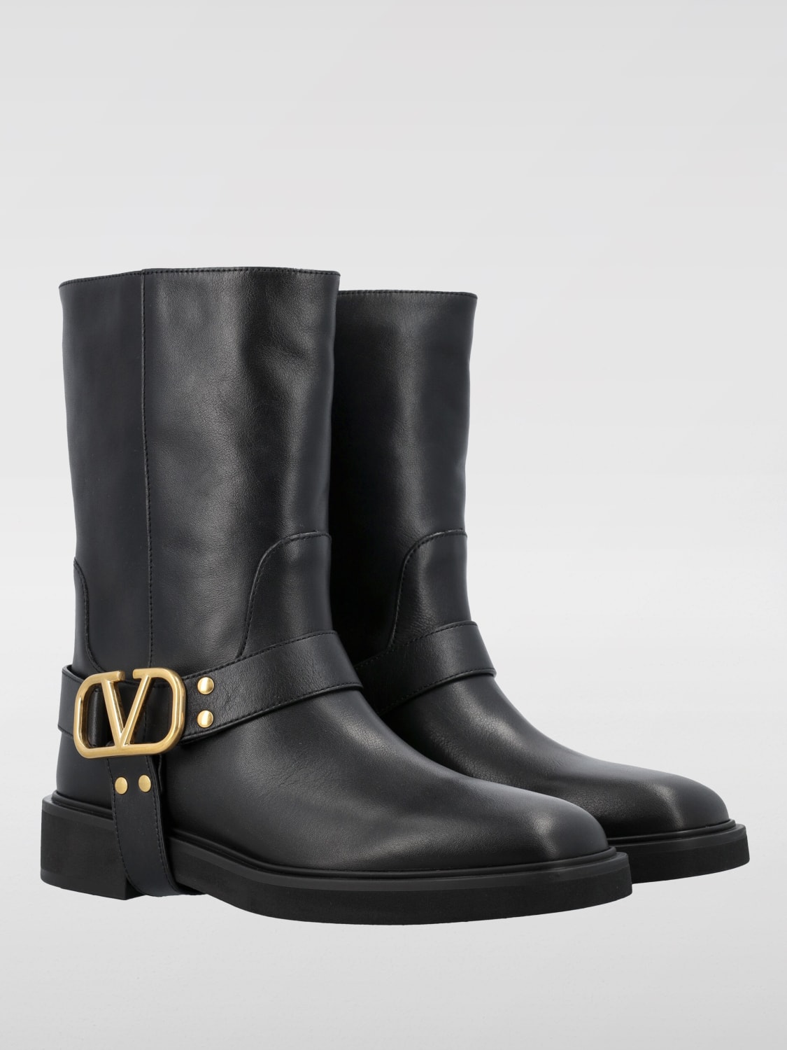 VALENTINO GARAVANI FLAT ANKLE BOOTS: Valentino Garavani Biker VLogo ankle boots, Black - Img 2