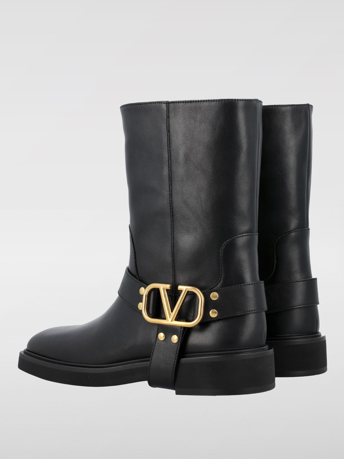 VALENTINO GARAVANI FLAT ANKLE BOOTS: Valentino Garavani Biker VLogo ankle boots, Black - Img 3