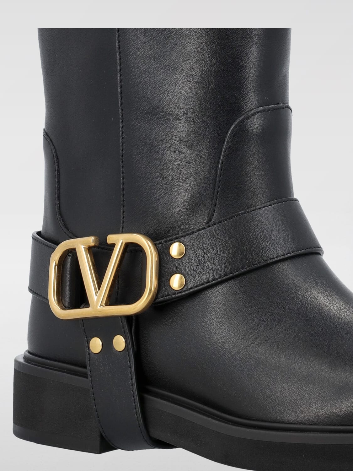 VALENTINO GARAVANI FLAT ANKLE BOOTS: Valentino Garavani Biker VLogo ankle boots, Black - Img 4