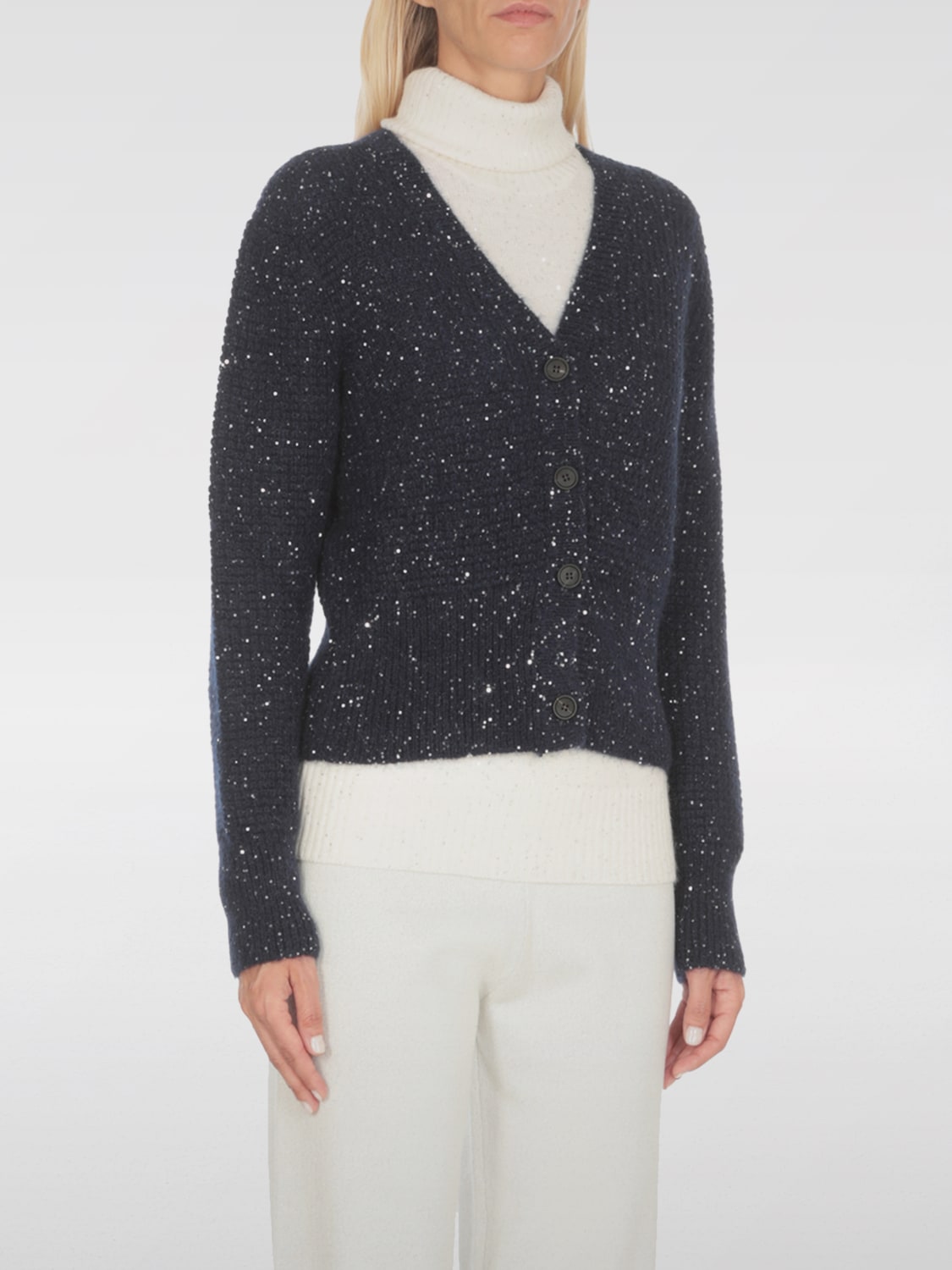 FABIANA FILIPPI CARDIGAN: Fabiana Filippi v-neck cardigan, Blue - Img 1