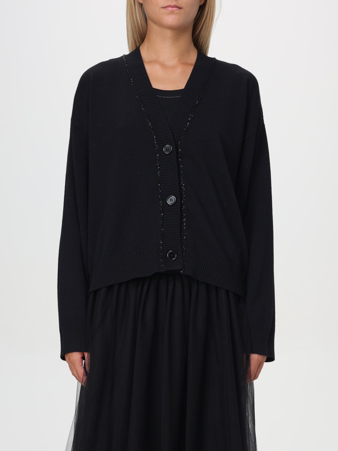 FABIANA FILIPPI CARDIGAN: Sweater woman Fabiana Filippi, Black - Img 1