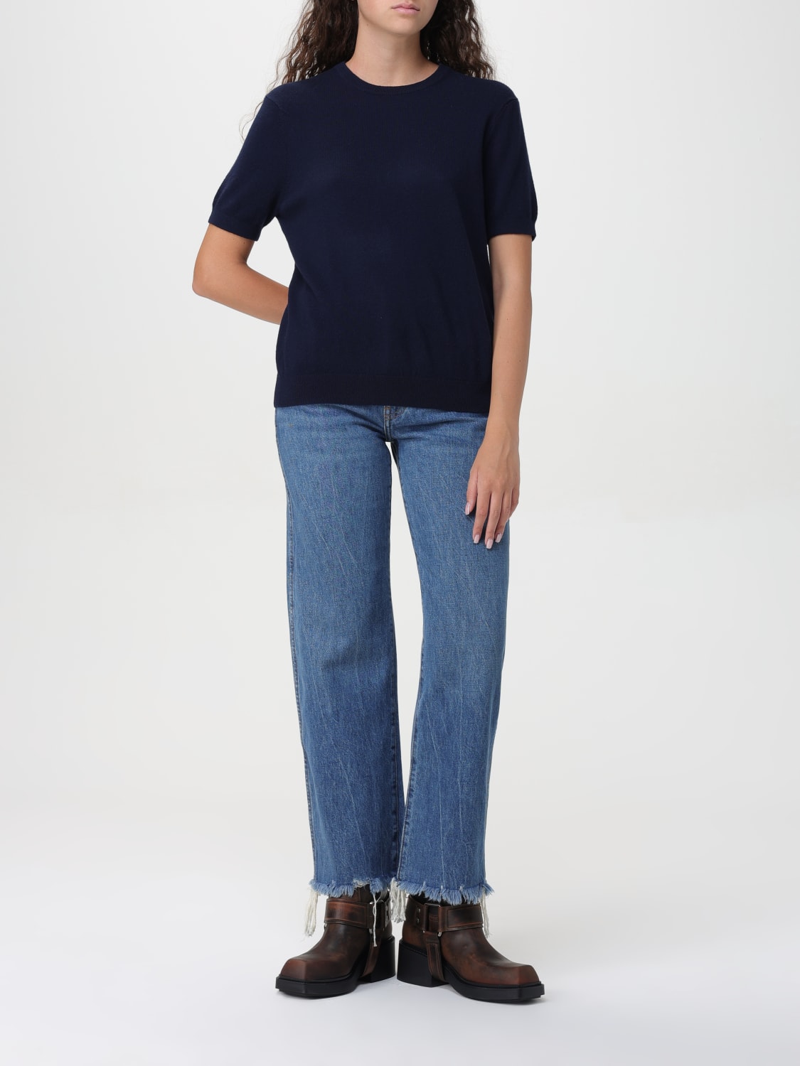 KHAITE MAGLIA: Maglia basic a girocollo Khaite, Blue Navy - Img 2