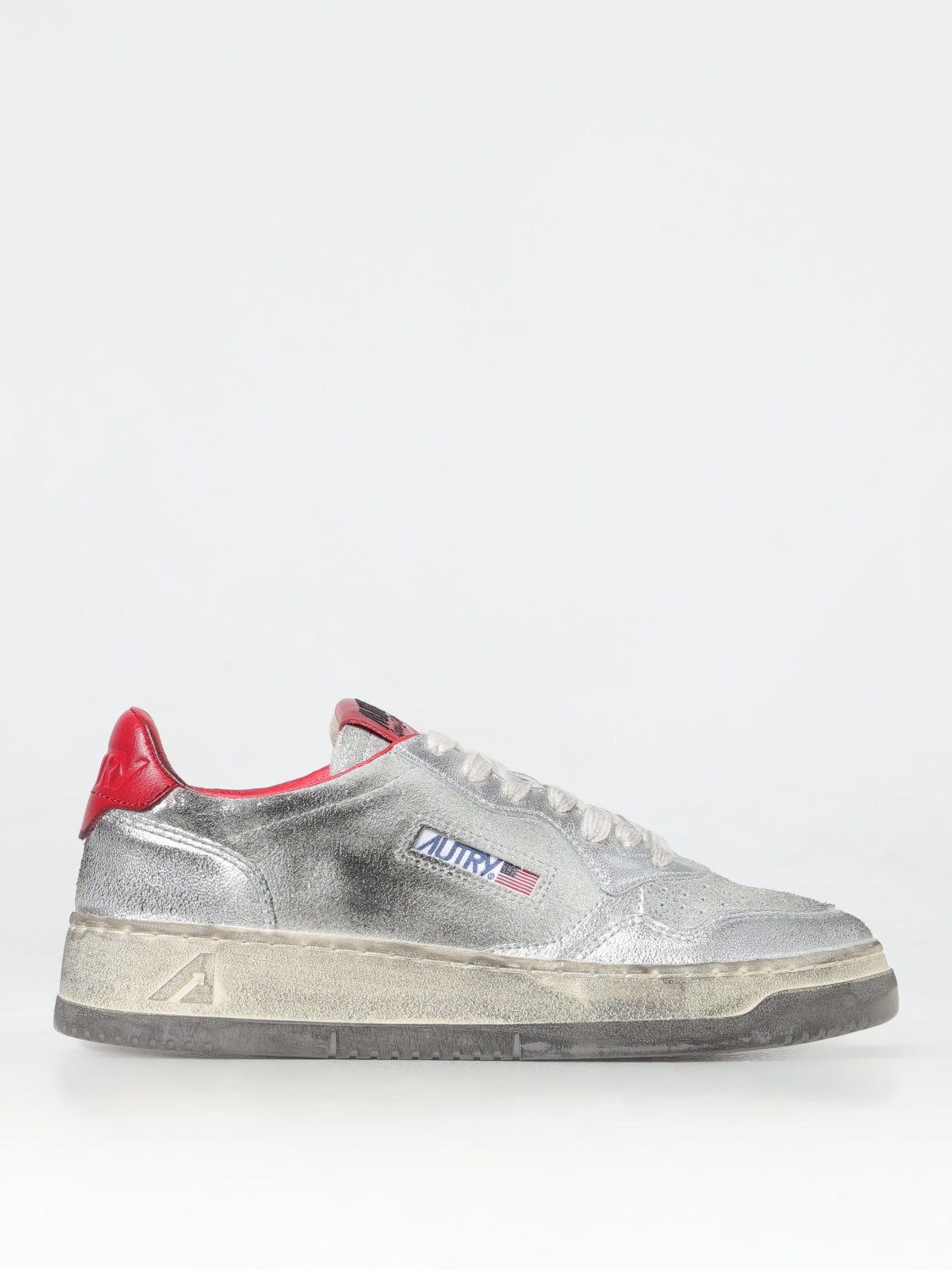 AUTRY SNEAKERS: Sneakers Super Vintage Autry in pelle laminata, Argento - Img 1