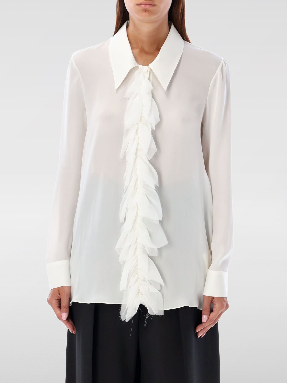 KHAITE CAMICIA: Camicia Khaite in seta con rouches , Bianco - Img 1