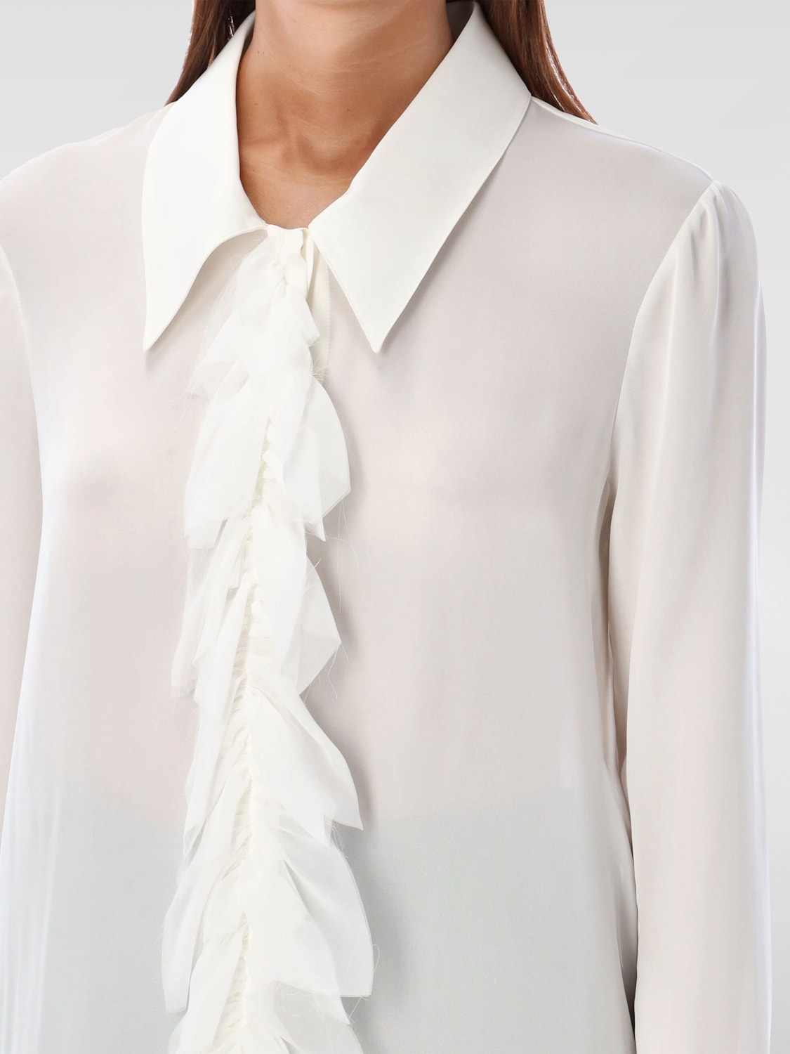 KHAITE CAMICIA: Camicia Khaite in seta con rouches , Bianco - Img 3