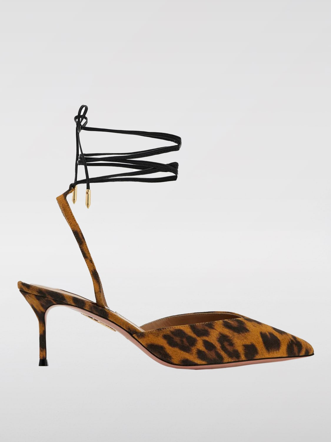 AQUAZZURA SCARPE CON TACCO: Pump Aquazzura in camoscio stampa animalier , Marrone - Img 1