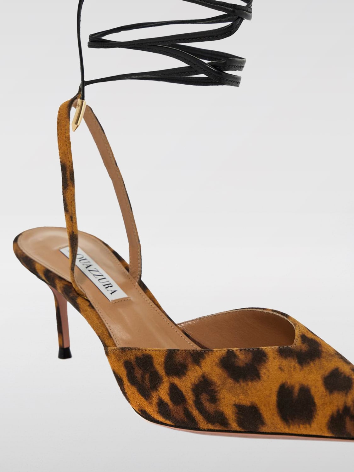 AQUAZZURA SCARPE CON TACCO: Pump Aquazzura in camoscio stampa animalier , Marrone - Img 3