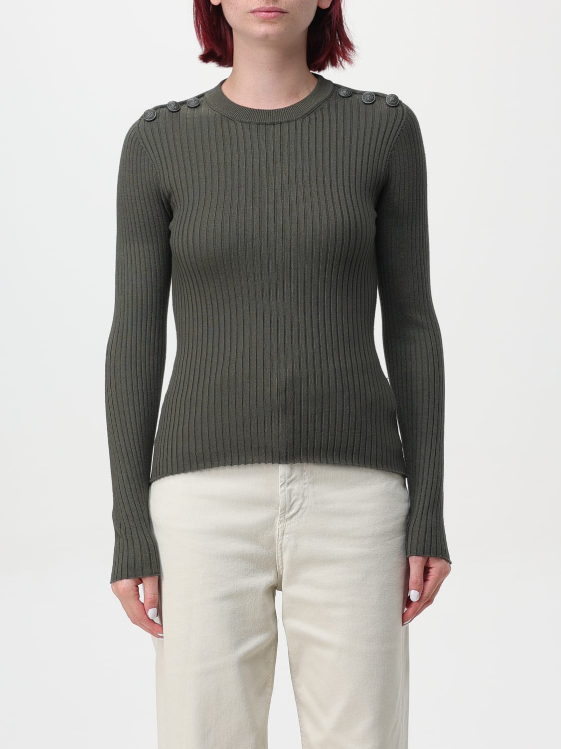 DONDUP MAGLIA: Maglia Dondup in misto cotone a coste , Militare - Img 1