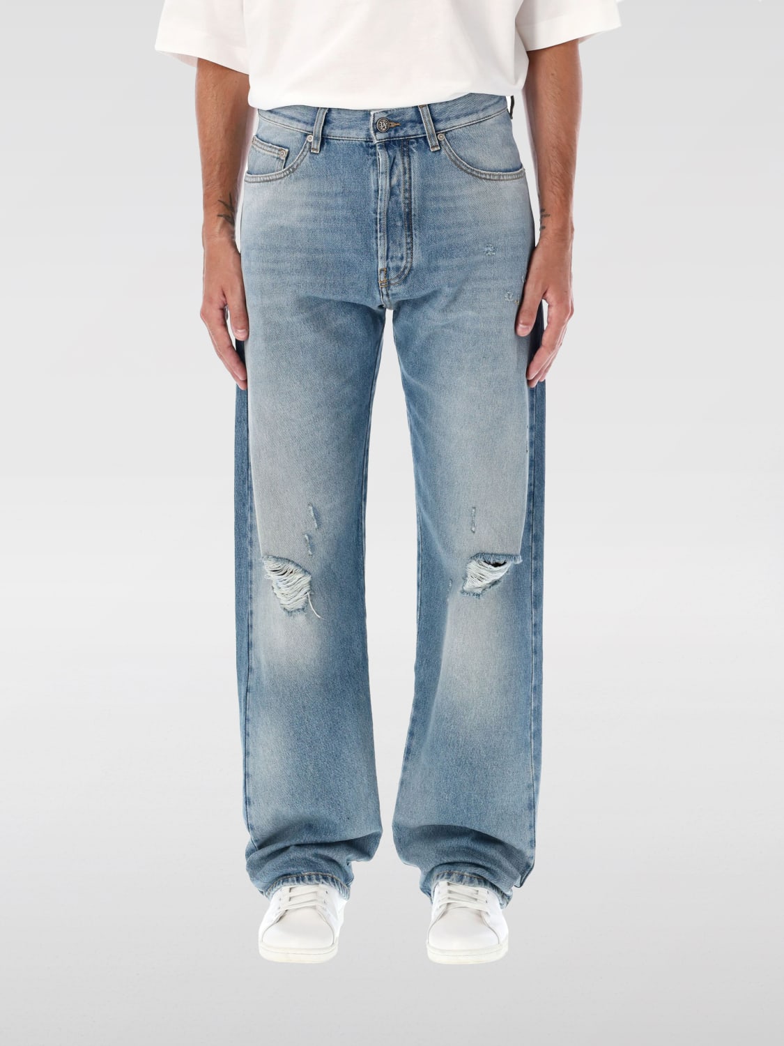 PALM ANGELS JEANS: Jeans logato Palm Angels, Blue - Img 1