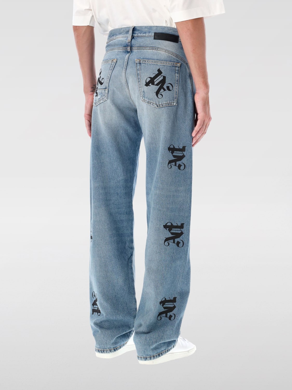 PALM ANGELS JEANS: Jeans logato Palm Angels, Blue - Img 2