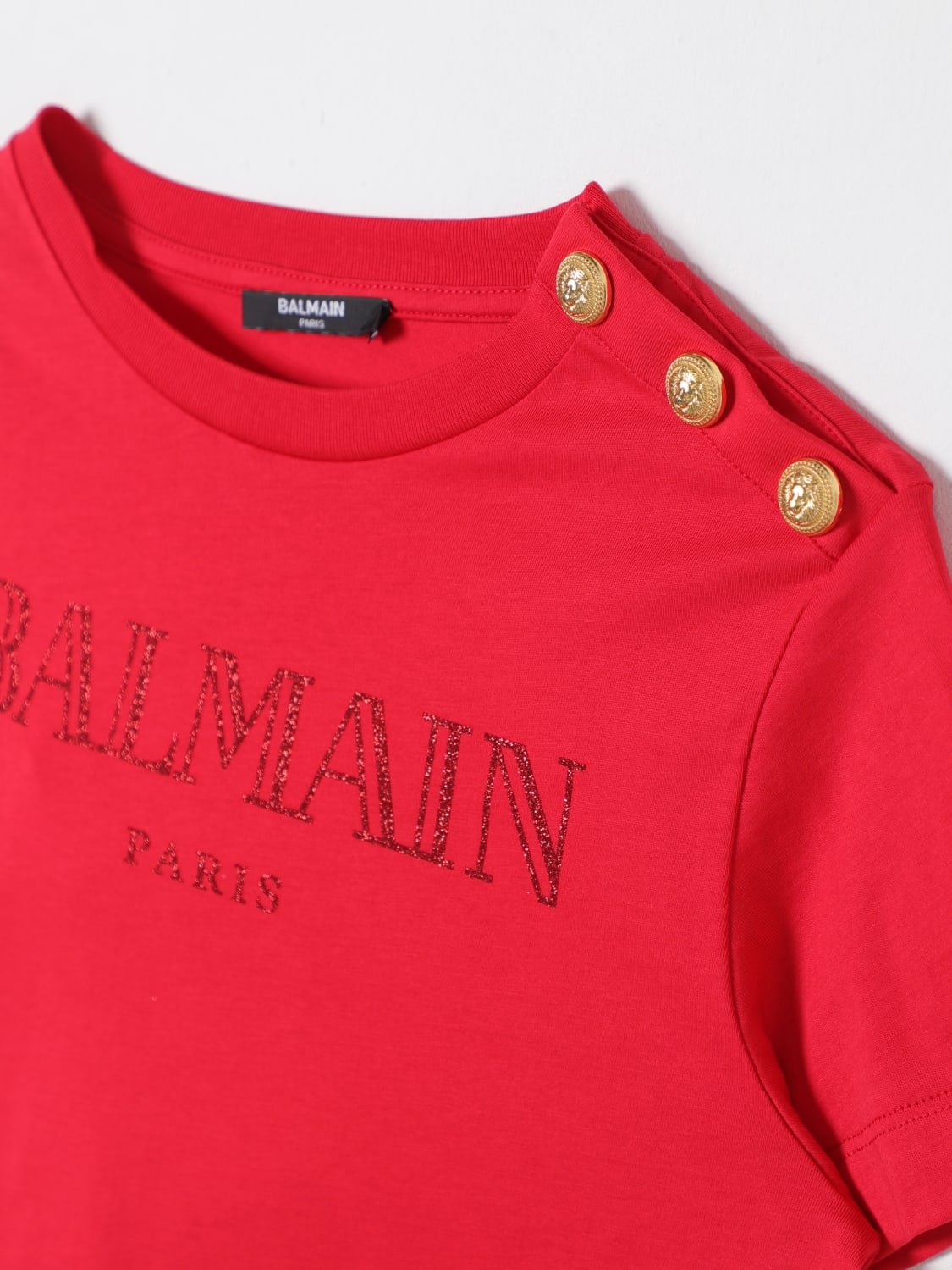 BALMAIN Top kids Red Balmain t shirt BV8B71Z0082 online at GIGLIO.COM