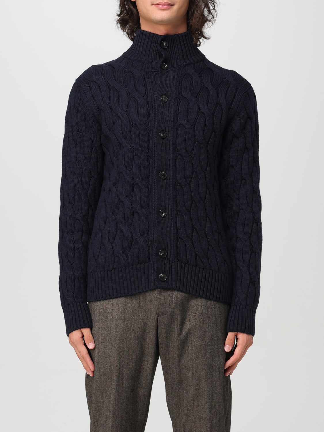 ZANONE SWEATER: Zanone woven knit cardigan, Blue - Img 1