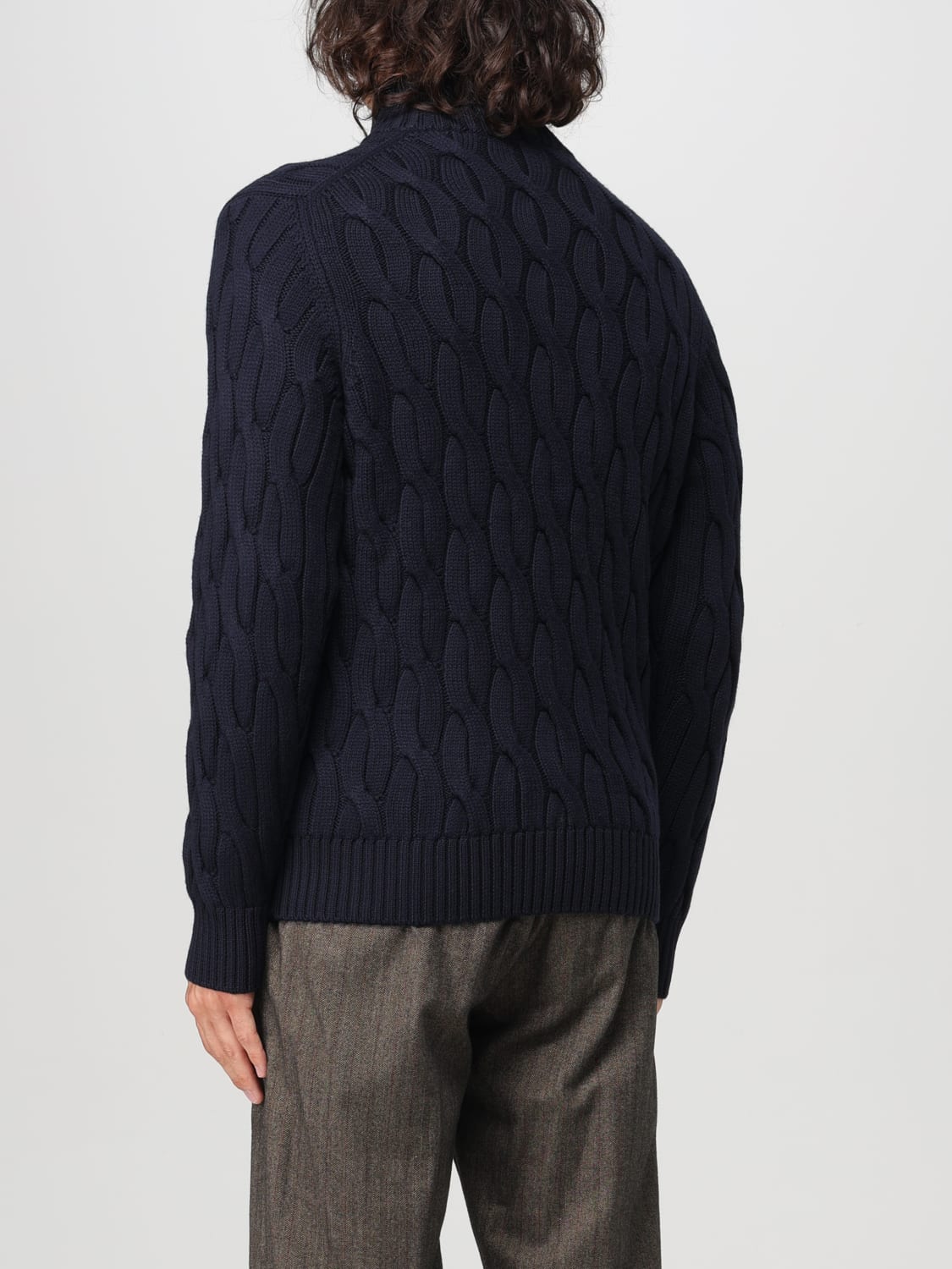 ZANONE SWEATER: Zanone woven knit cardigan, Blue - Img 2