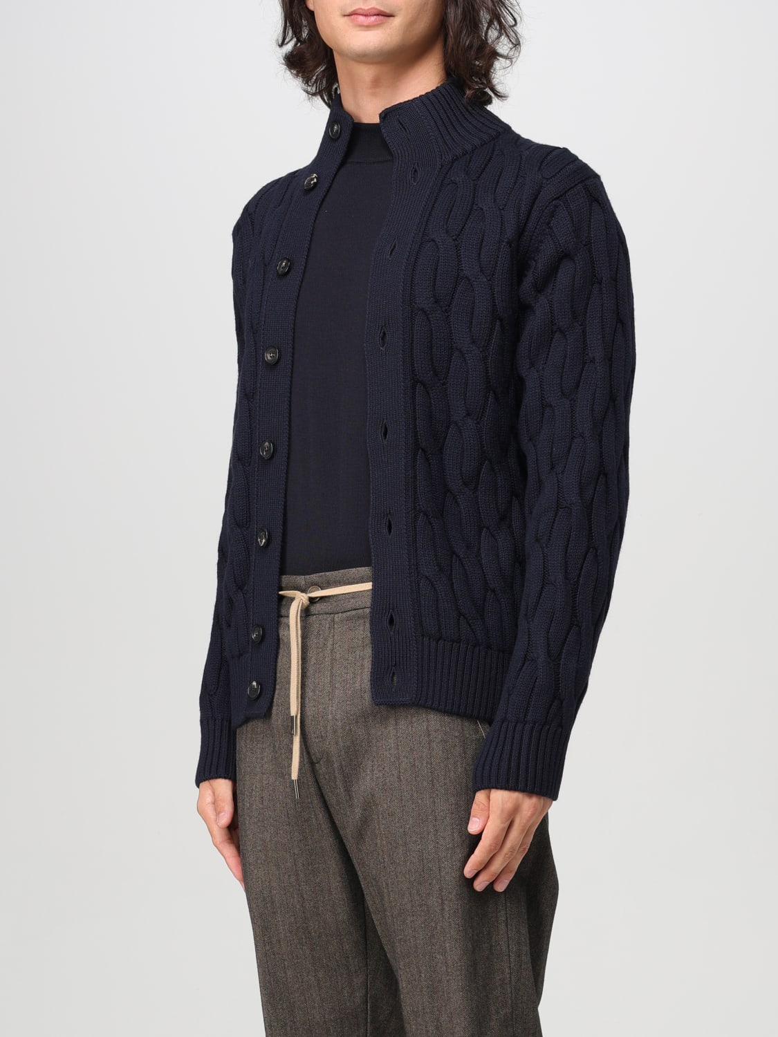 ZANONE SWEATER: Zanone woven knit cardigan, Blue - Img 3