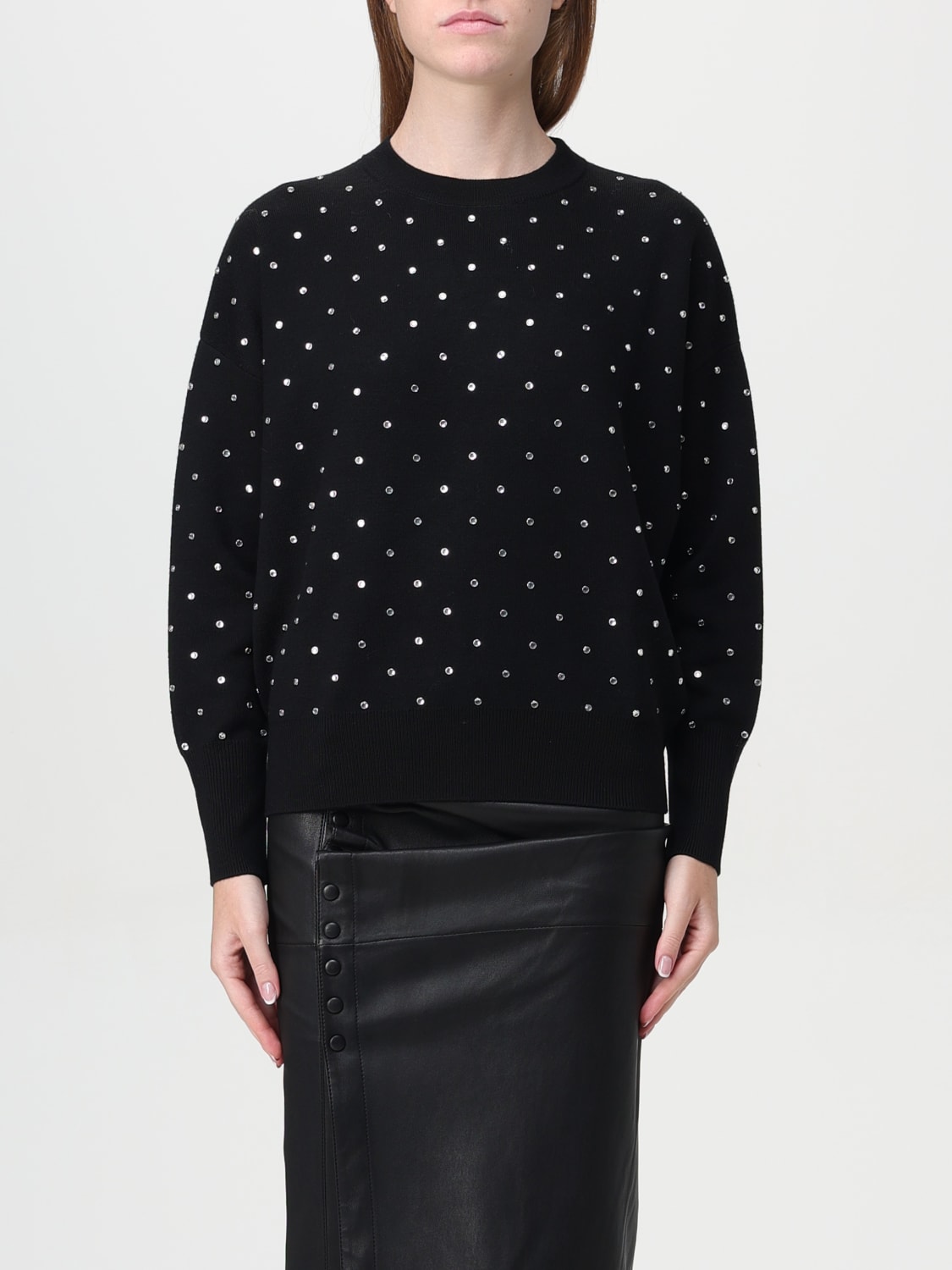 RABANNE MAGLIA: Maglia di lana con strass Rabanne, Nero - Img 1