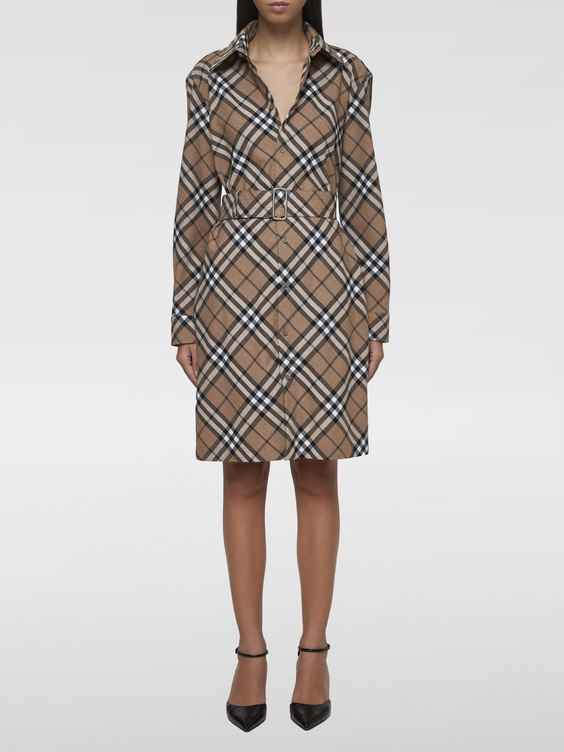 BURBERRY DRESS: Dress woman Burberry, Beige - Img 1