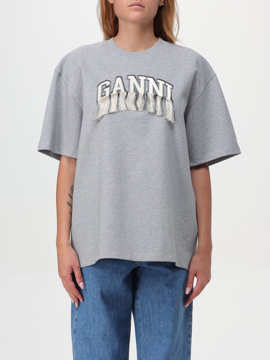 GANNI T-SHIRT: T-shirt woman Ganni, Grey - Img 1