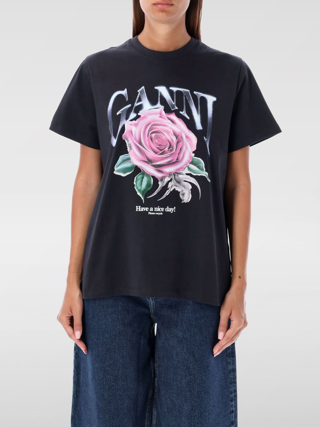 GANNI T-SHIRT: T-shirt woman Ganni, Black - Img 1