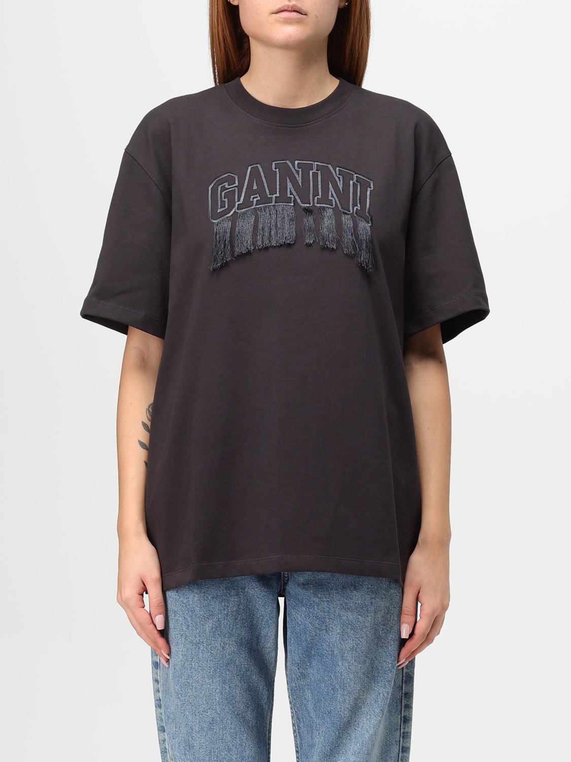 Giglio T-shirt Ganni in cotone con logo