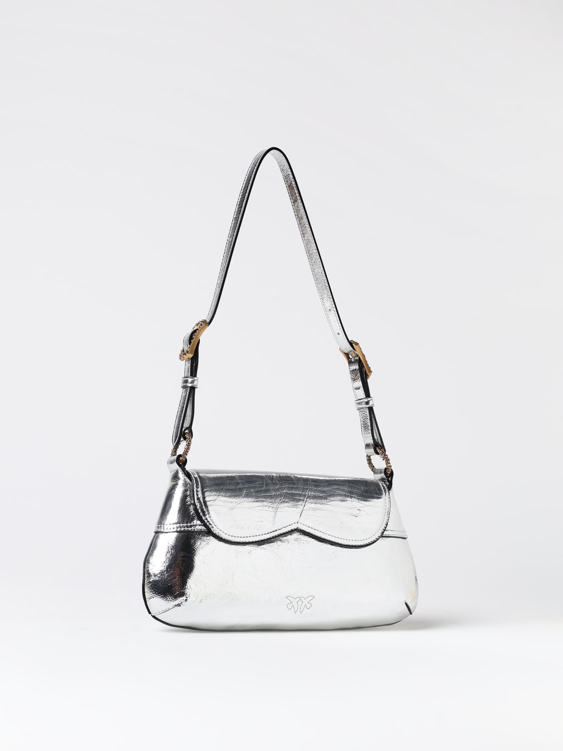 PINKO BORSA A SPALLA: Borsa 520 Pinko in pelle laminata , Silver - Img 2