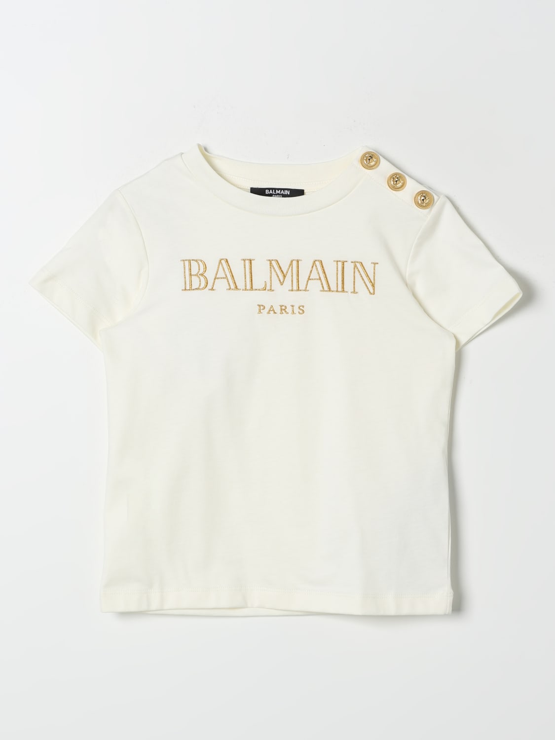 BALMAIN T-SHIRT: T-shirt con logo Balmain, Avorio - Img 1