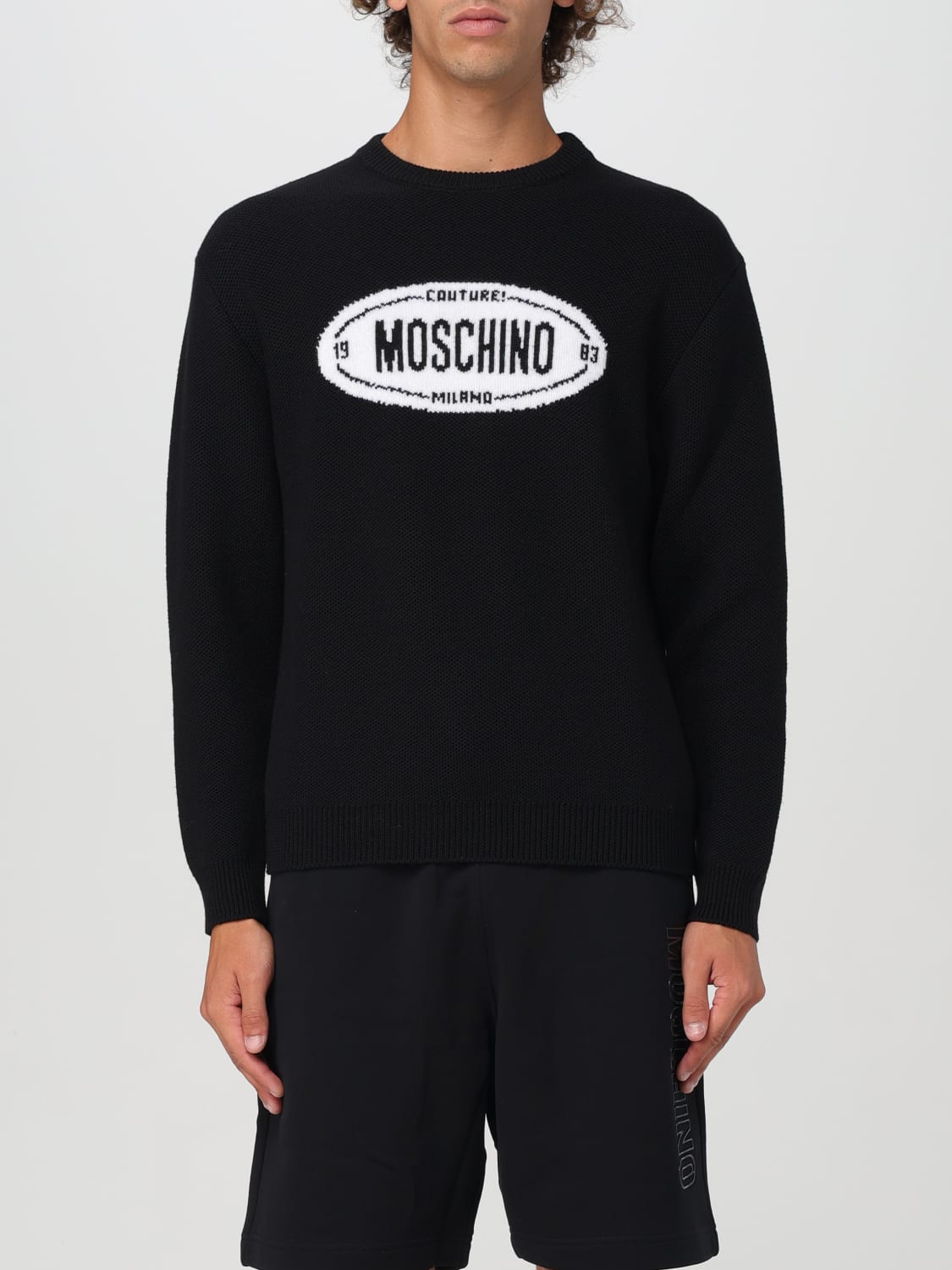 Giglio Maglione Moschino Couture in lana vergine con logo jacquard