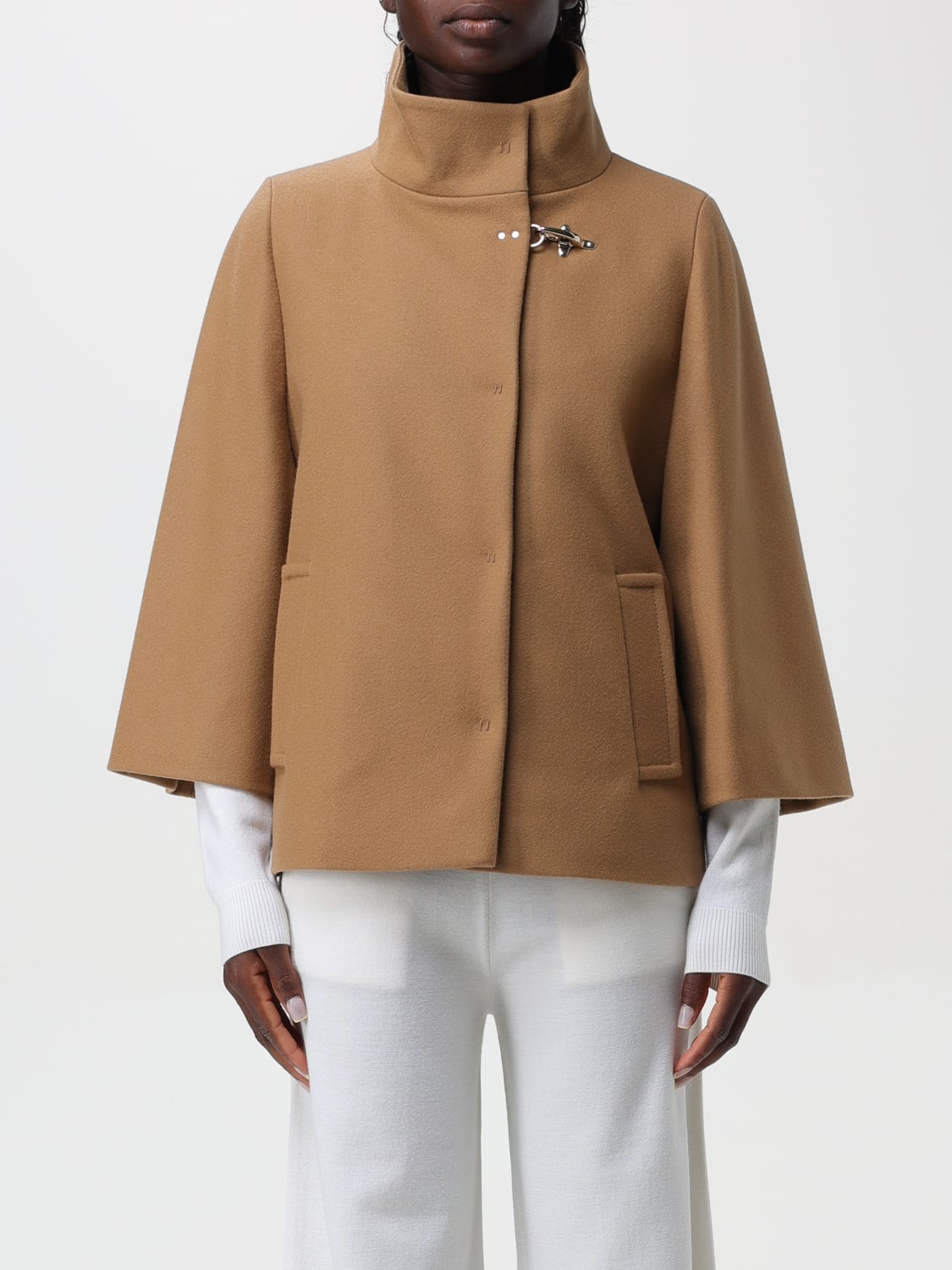 FAY CAPPOTTO: Cappotto corto con alamaro Fay, Nocciola - Img 1