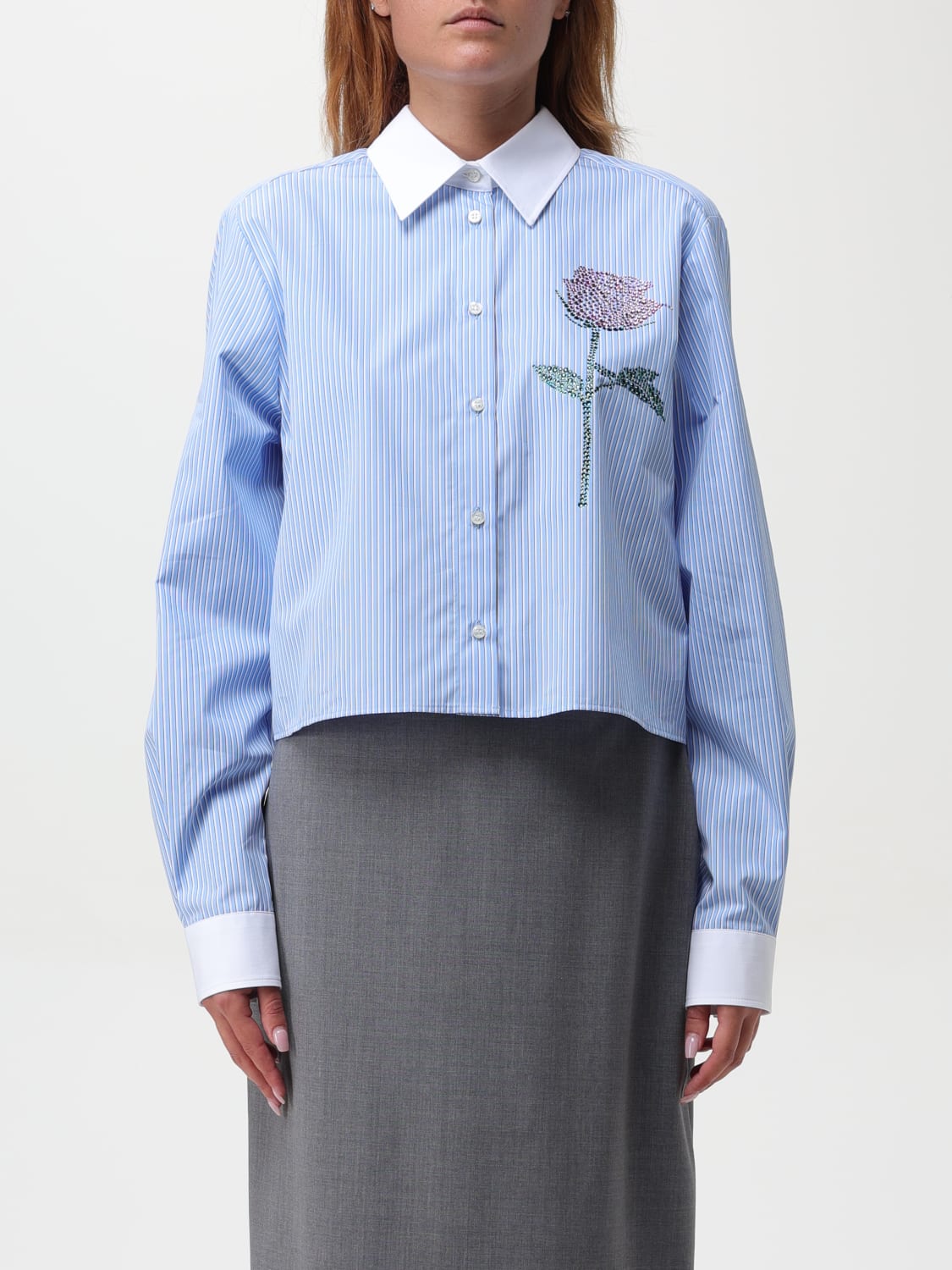 Giglio Camicia a righe con fiore MSGM