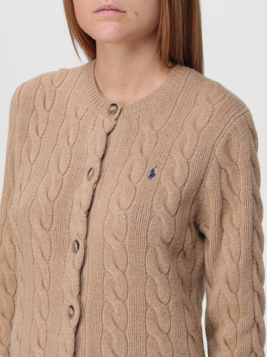 Polo by Ralph Lauren hot Tan Button Front Knit Cardigan Sweater Large