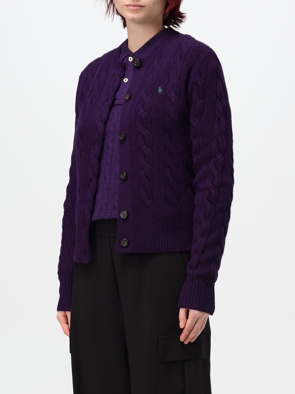 POLO RALPH LAUREN CARDIGAN: Sweater woman Polo Ralph Lauren, Plum - Img 3