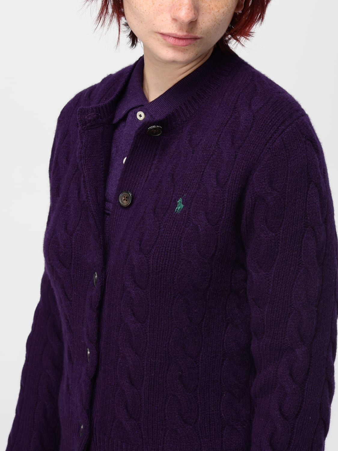 POLO RALPH LAUREN CARDIGAN: Sweater woman Polo Ralph Lauren, Plum - Img 4