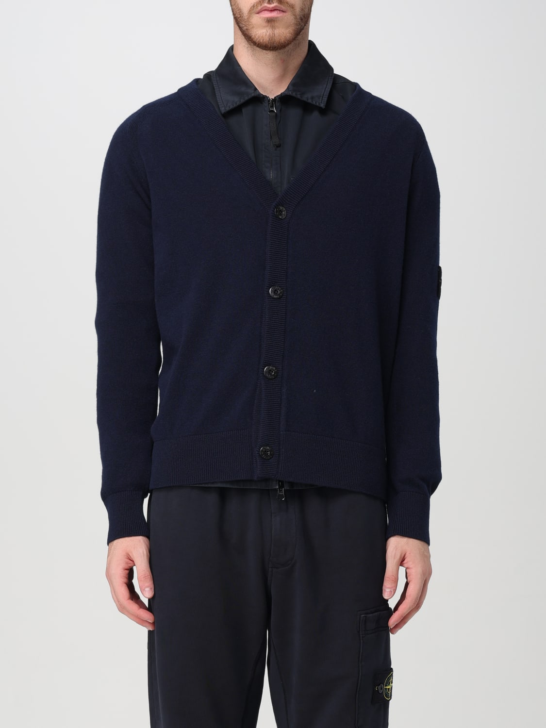 STONE ISLAND CARDIGAN: Sweater men Stone Island, Blue - Img 1