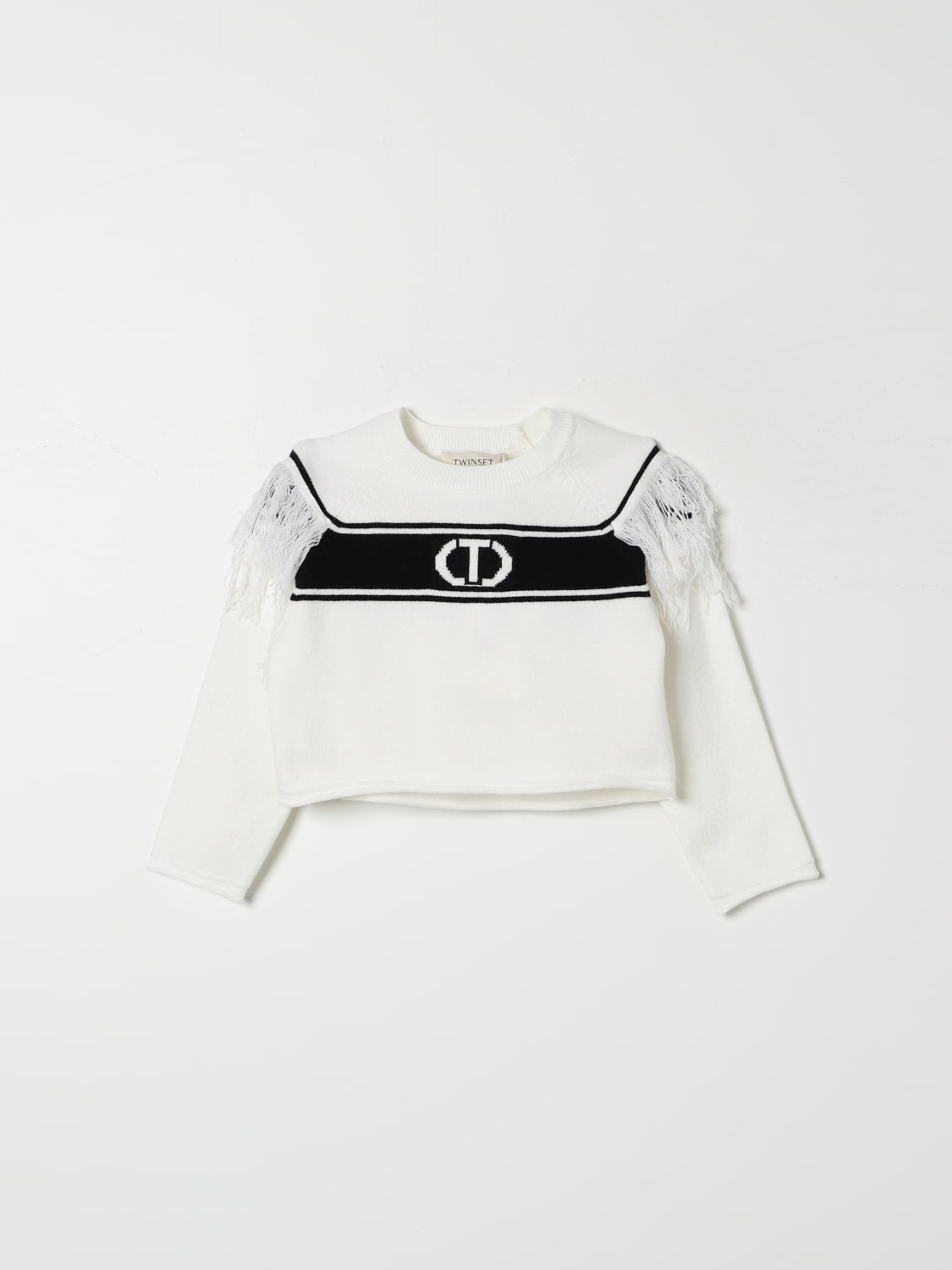 TWINSET MAGLIA: Maglia T Twinset con frange, Bianco - Img 1