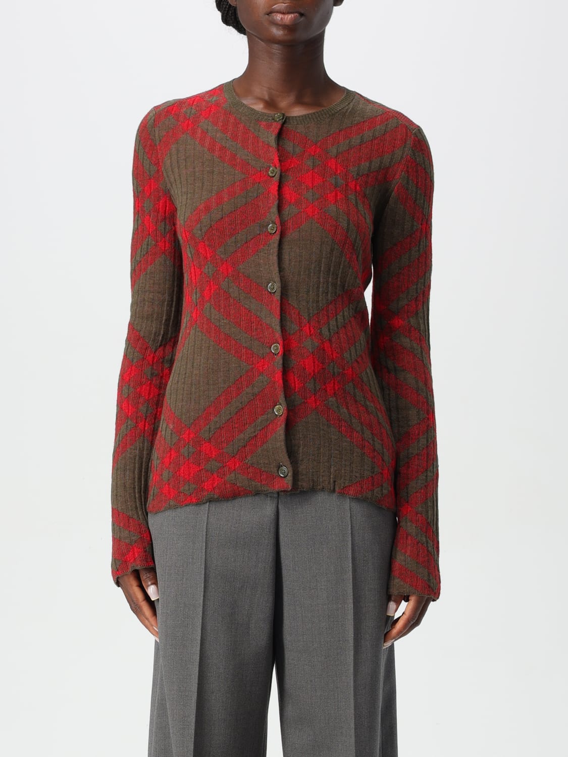 Giglio Cardigan check Burberry in misto lana