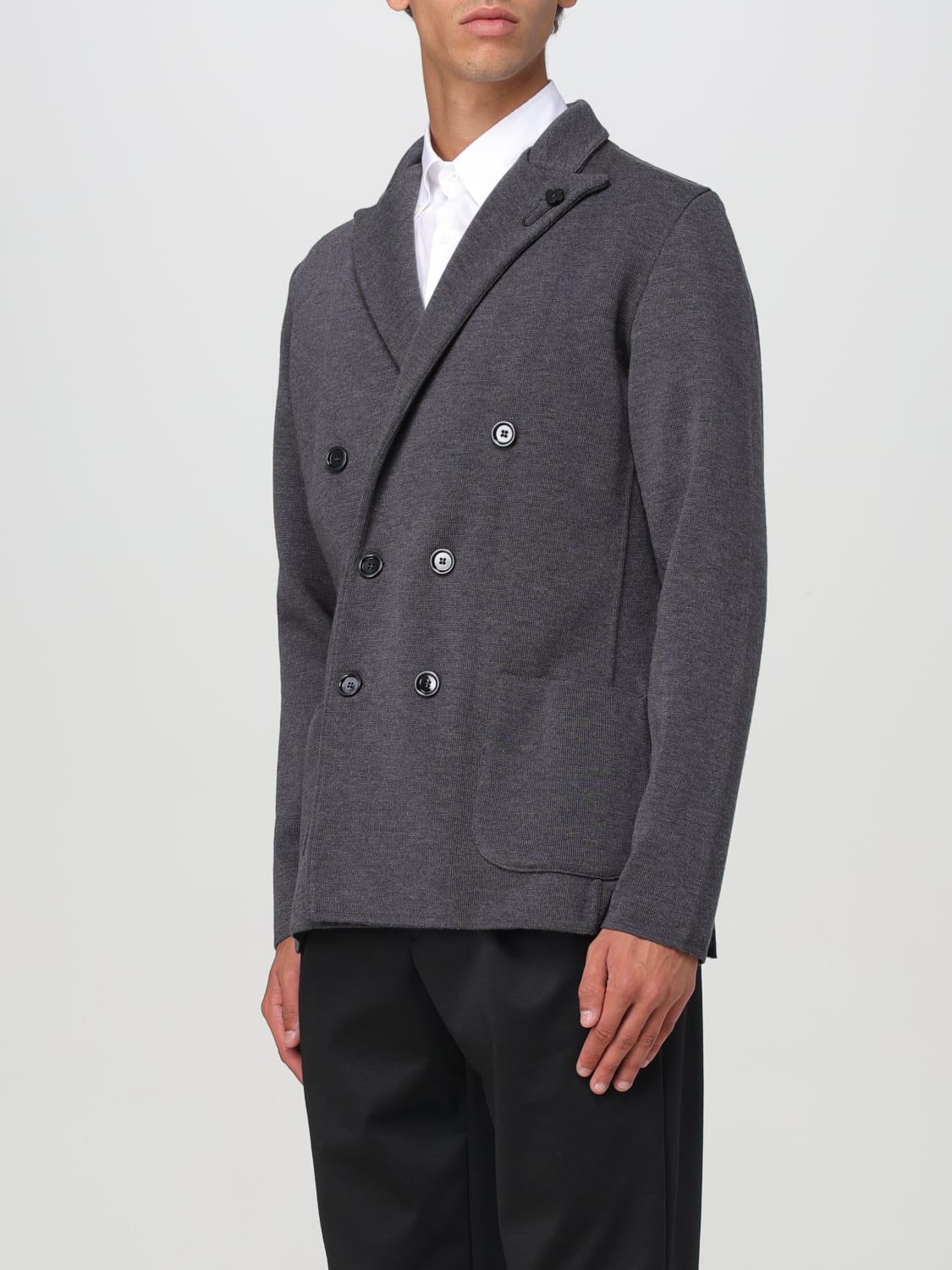 LARDINI BLAZER: Lardini double-breasted blazer, Charcoal - Img 4