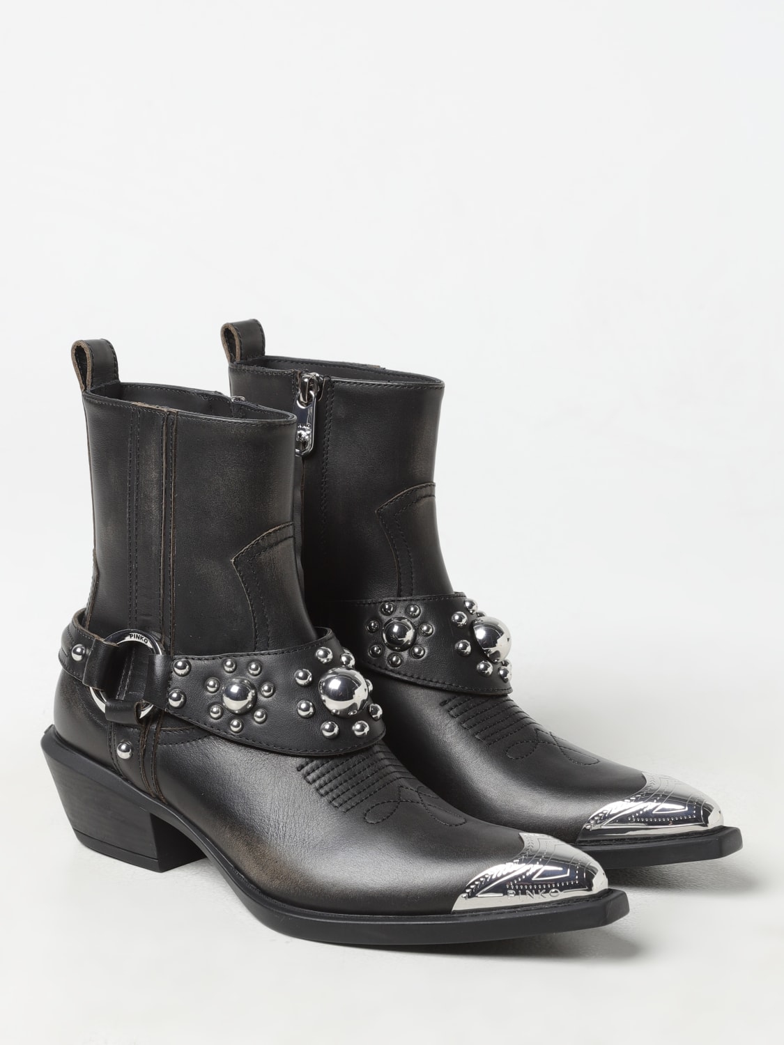 PINKO FLAT ANKLE BOOTS: Shoes woman Pinko, Black - Img 2