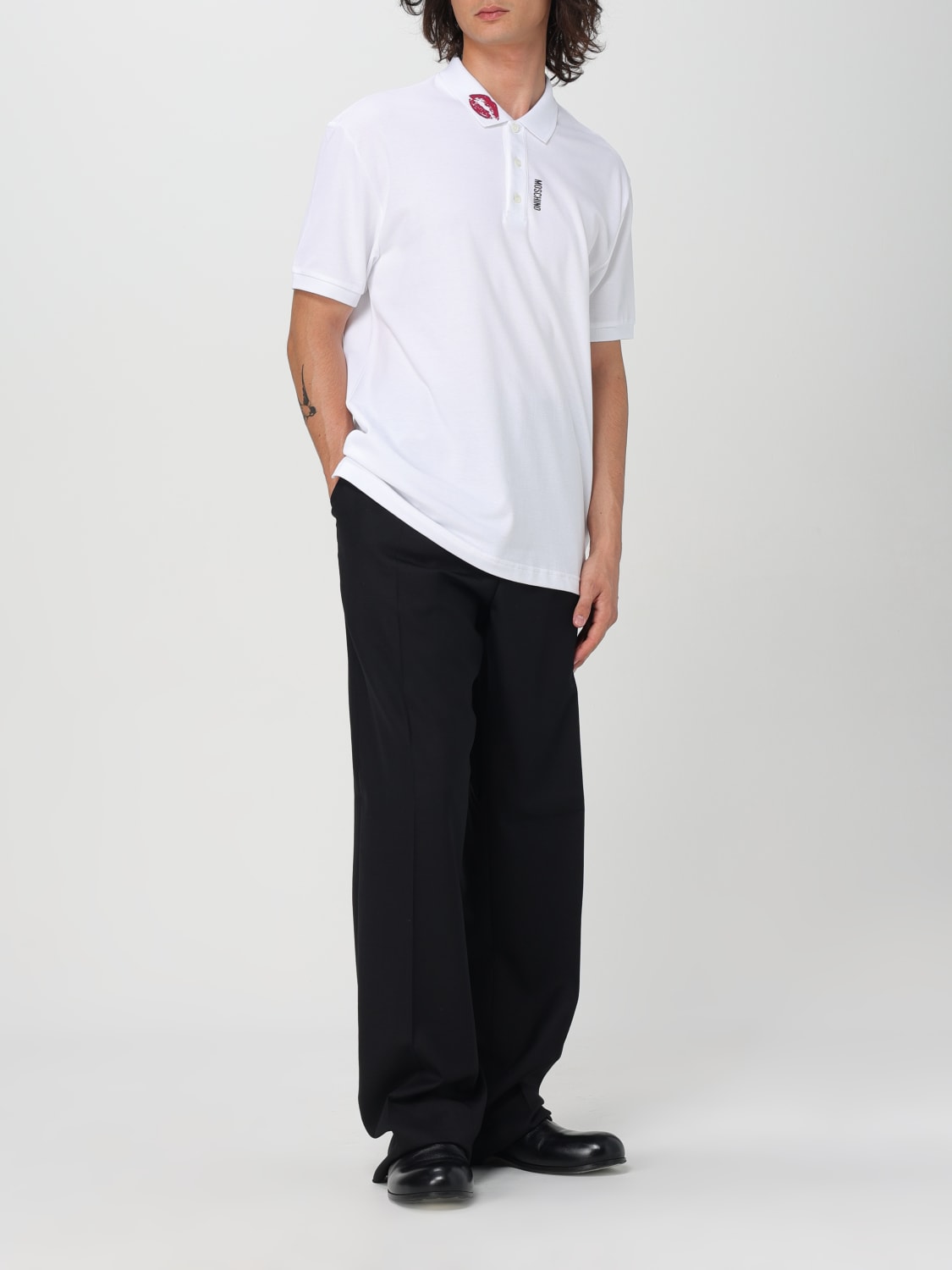 MOSCHINO COUTURE POLO: Polo homme Moschino Couture, Blanc - Img 2