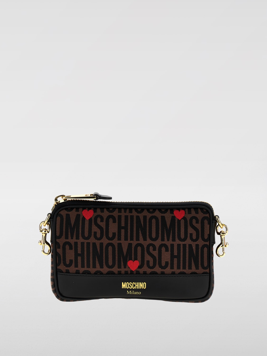 Giglio Borsa Moschino Couture in pelle e tessuto con logo jacquard