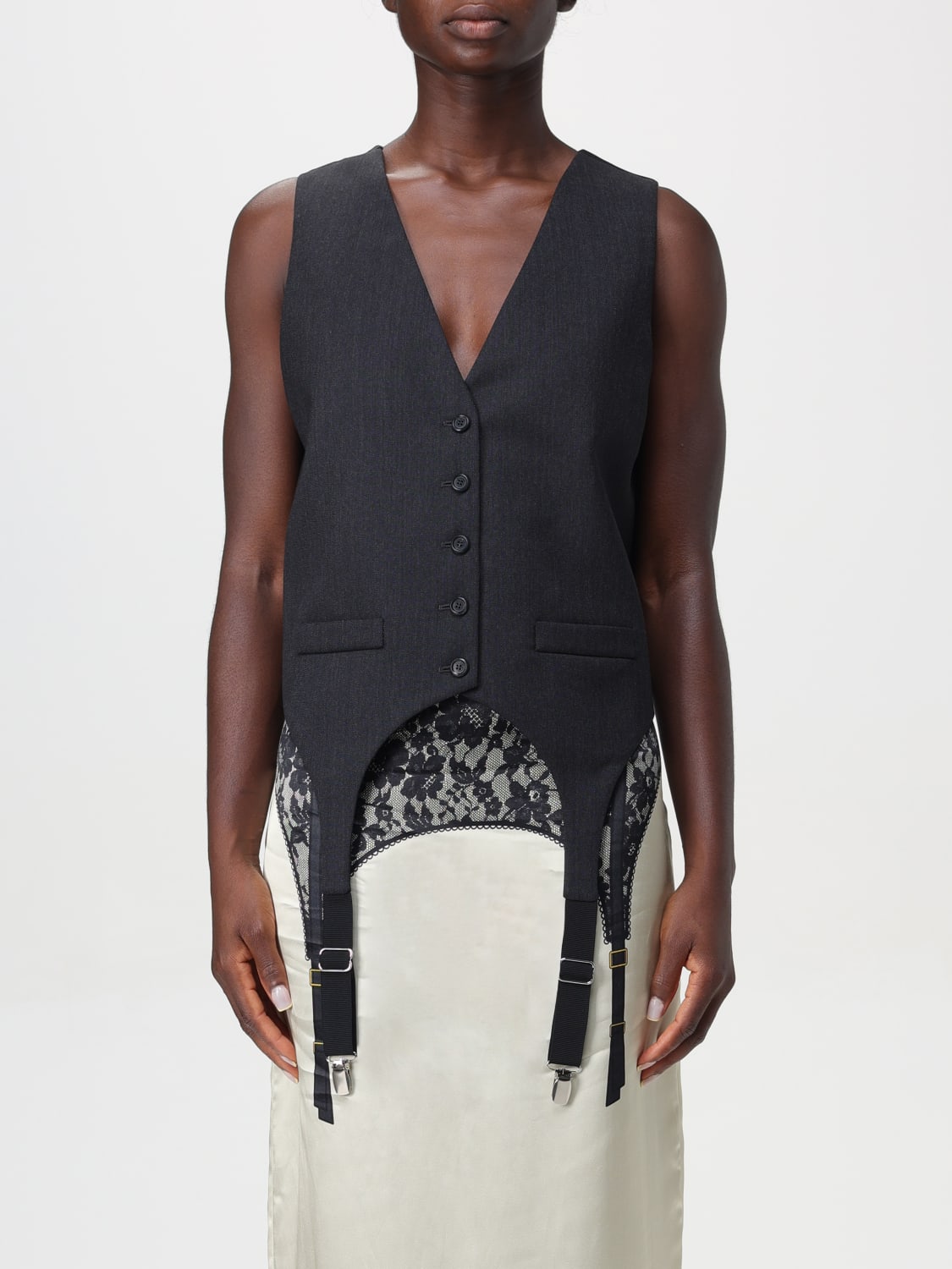 MOSCHINO COUTURE WAISTCOAT: Moschino Couture single-breasted vest, Grey - Img 1