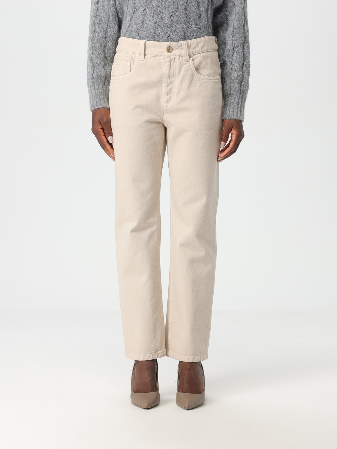 BRUNELLO CUCINELLI PANTS: Brunello Cucinelli cotton denim pants, White - Img 1