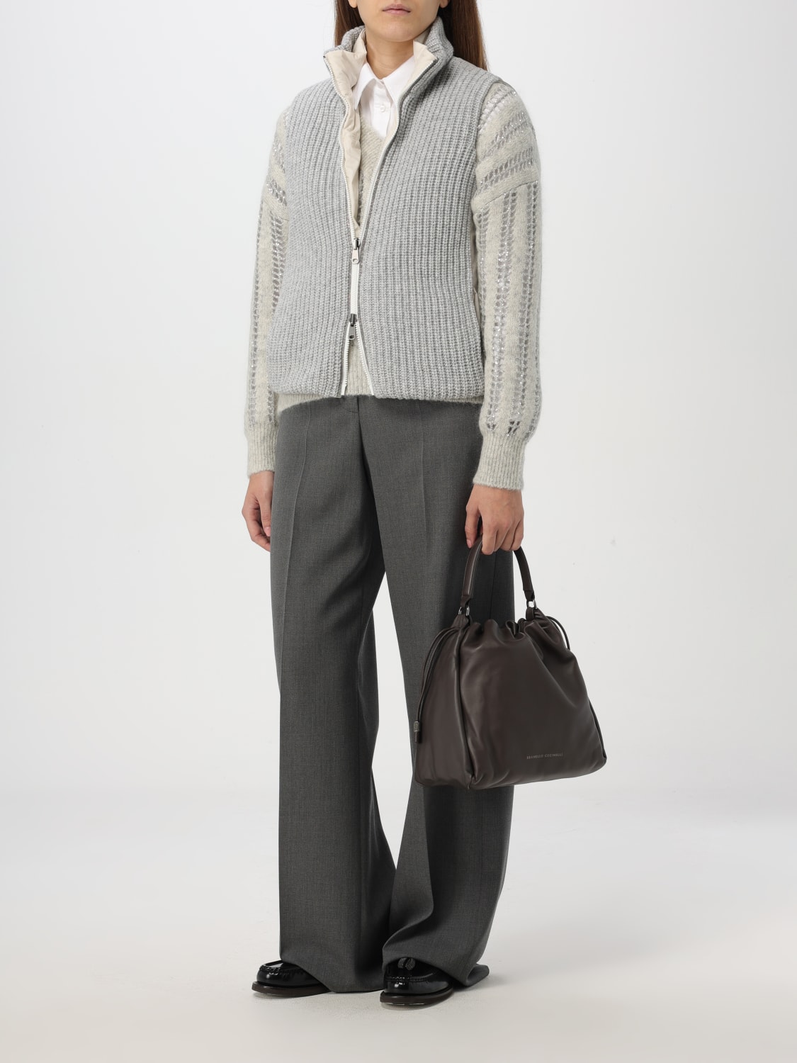 BRUNELLO CUCINELLI: leather bag - Dark | Brunello Cucinelli