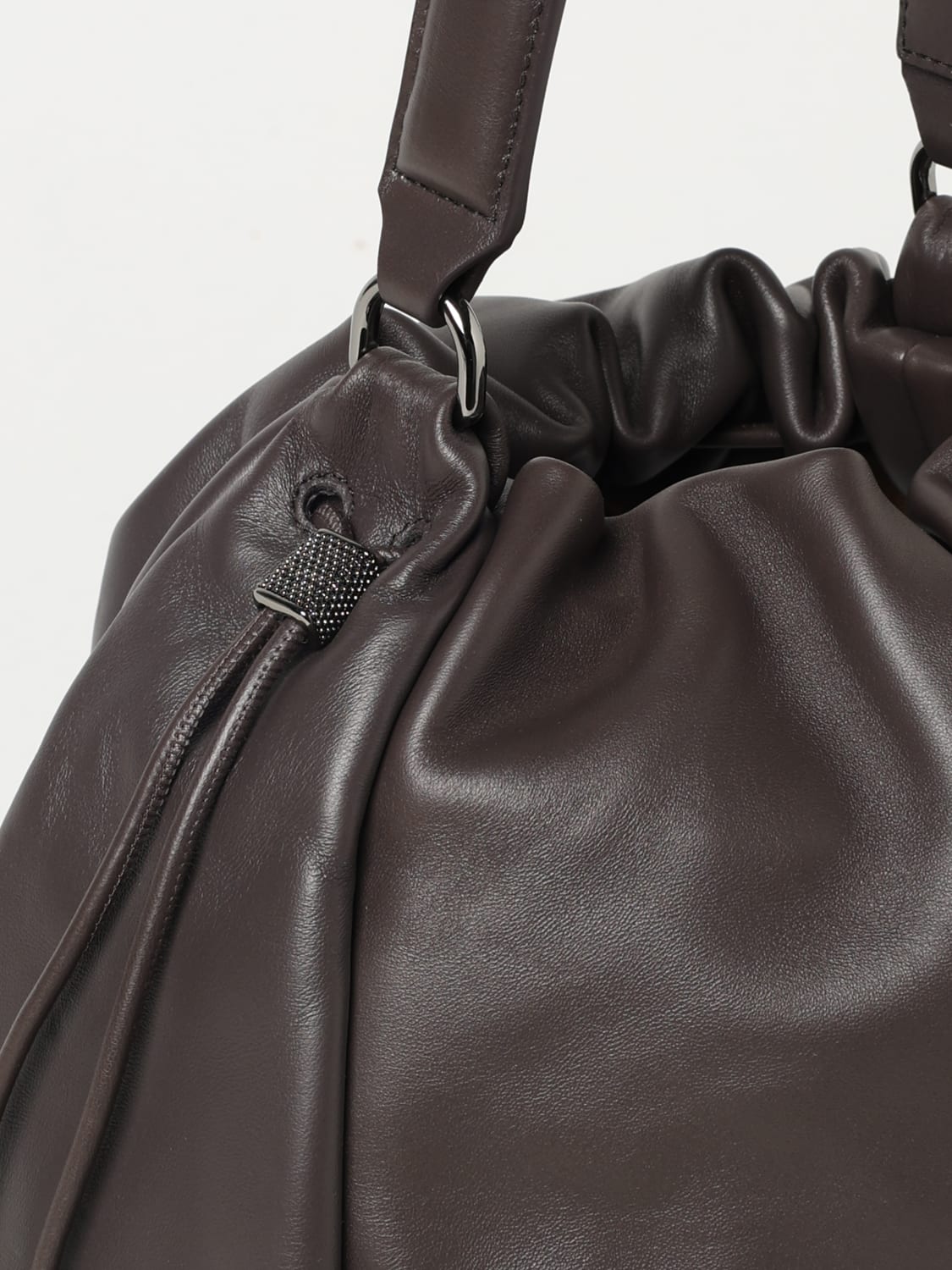 BRUNELLO CUCINELLI: leather bag - Dark | Brunello Cucinelli
