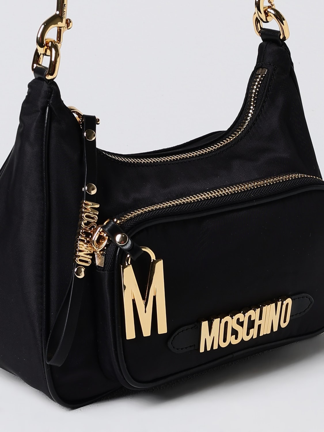 MOSCHINO COUTURE BORSA A SPALLA: Borsa Moschino Couture in nylon , Nero - Img 4