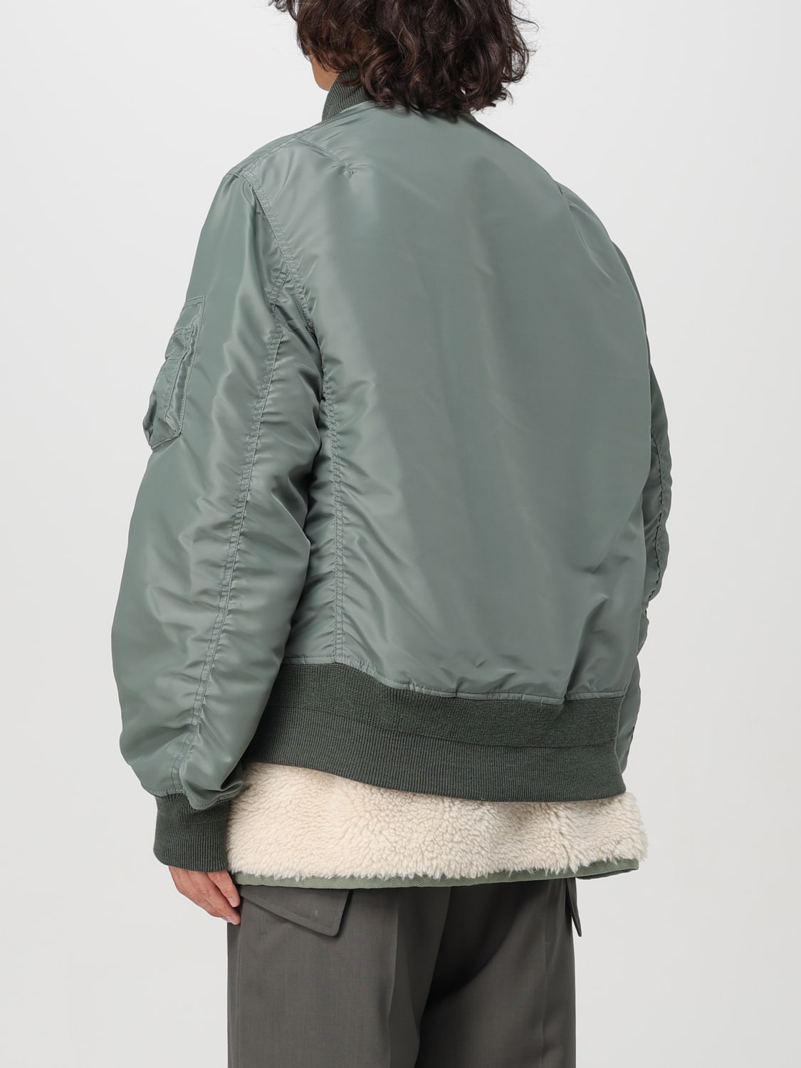 SACAI GIACCA: Bomber con zip Sacai in nylon, Kaki - Img 3