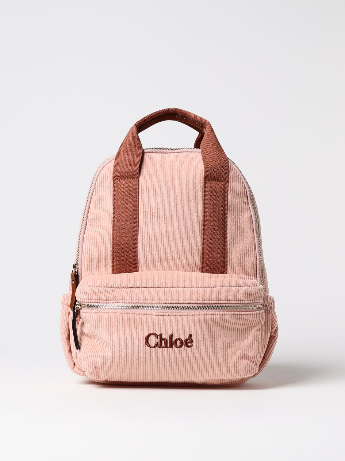 CHLOÉ ZAINO: Zaino Chloè in velluto a coste , Rosa - Img 1